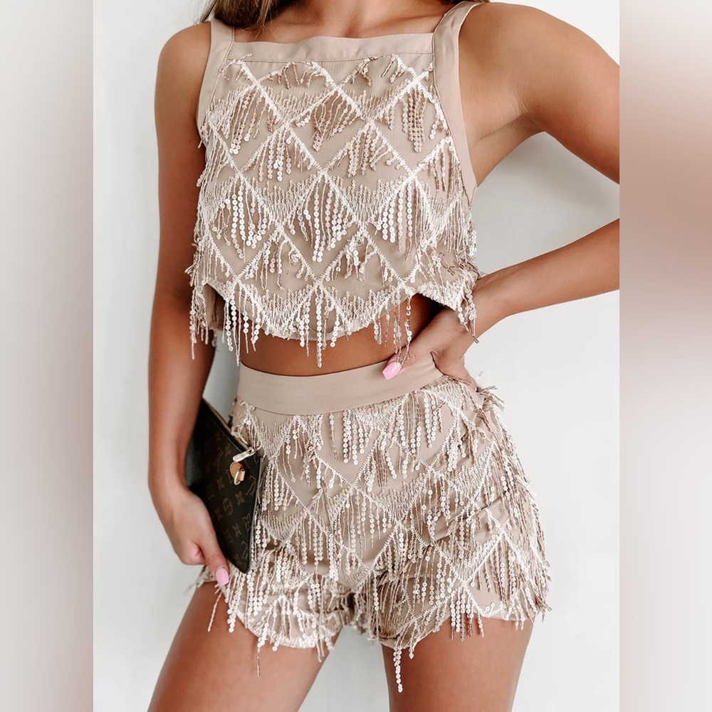 2 piece sequin short set